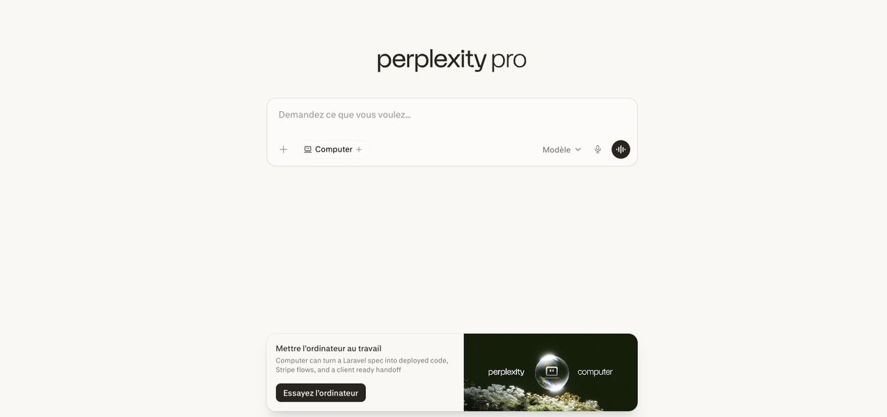 Capture d'écran de Perplexity